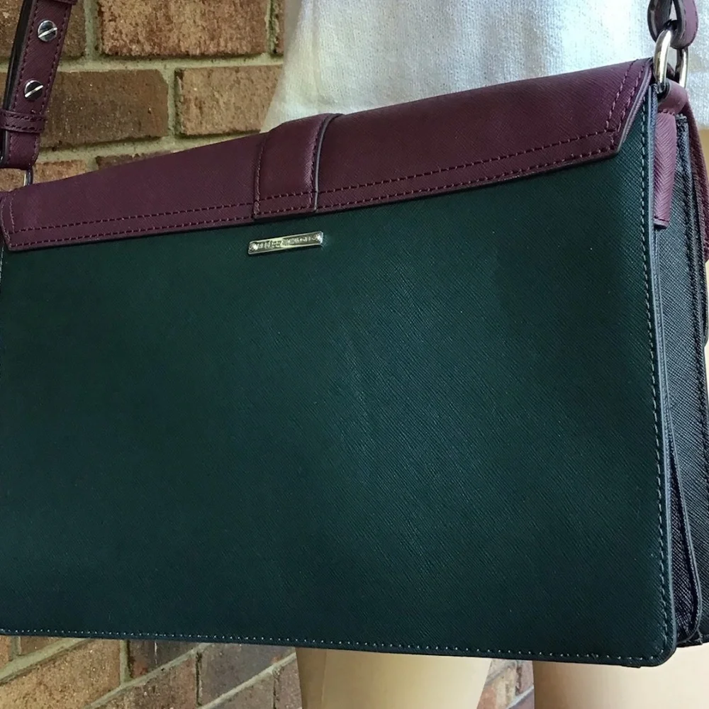 Rebecca Minkoff Designer crossbody bag in green and burgundy
